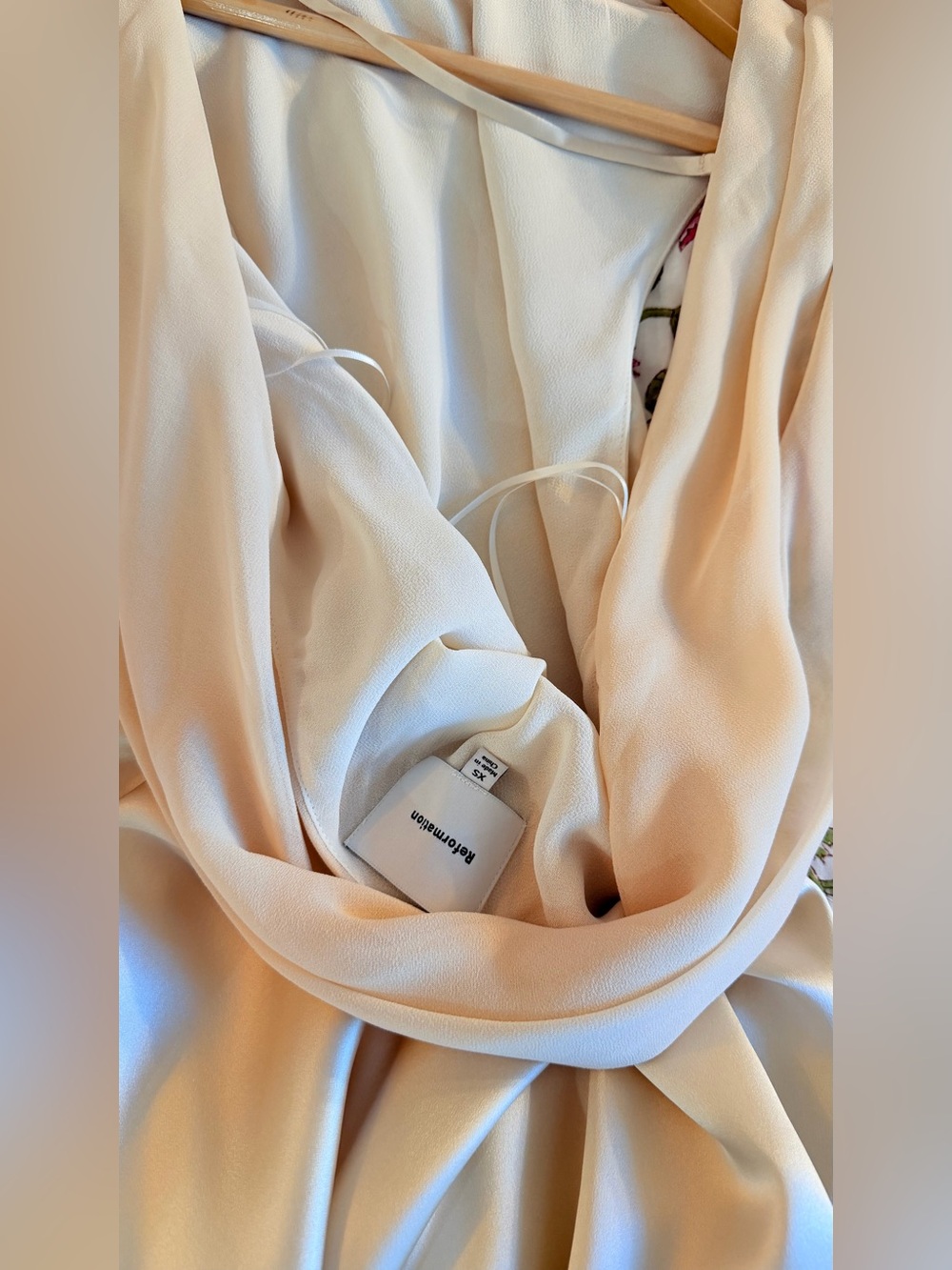 Reformation Jonelle Silk Dress In Almond, NWOT, NEVER WORN, NO FLAWS. - Picture 15 of 16